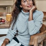 Summersalt The Luxe Cashmere Blend Funnel Neck Mix Stitch Sweater New Grey XS Photo 0