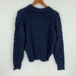Urban Coco  Navy Blue Cable Knit Collared Polo Sweater womens Size L Photo 1