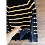 J.Crew  Sweater Sz Small Navy/White Stripe Cotton Crewneck Side Button Nautical Photo 3