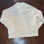 J.Crew  Women’s 100% Cotton Cream Ivory V-Neck Cable Knit Sweater Sz S Classic Photo 4
