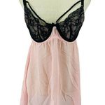 Cacique Sheer Ballerina Pink Black Lace Babydoll Lingerie Womens 14/16 Photo 7