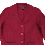Linda Matthews Button Front Cardigan Sweater Women's Large 100% Wool Grannycore Red Photo 2