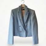 ZARA  TWEED BLAZER BABY BLUE WITH SILVER BUTTONS SIZE SMALL NWOT Photo 3