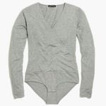 J.Crew MERCANTILE HEATHER GRAY CROSSOVER FAUX WRAP BODYSUIT M Photo 4