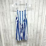 ASOS  Dress Women Sz 8 Curve Blue Striped Midi Tiered Sleeveless Beach Open Back Photo 3