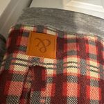 Double hooded plaid hoodie with thumb holes XL Red Photo 2