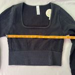 Aerie NWT Offline Black Size M Seamless Cable Square Neck Crop Top Gym Active Photo 5