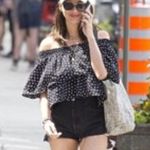 Flynn Skye  Black Polka Dot Off-Shoulder Crop Top Athens Top Moonshine Dot NWT Photo 1