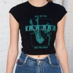 Brandy Melville John Galt  Ashlyn Indie Crop Baby Tee Rare Black Photo 1