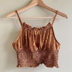Urban Outfitters Margot Cropped Brown Satin Top Cami High Neck Womens Size M Photo 0