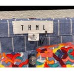 Anthropologie THML Striped Button Down Embroidery Mini Dress Photo 3