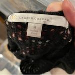 LC Lauren Conrad Black crochet lightweight sweater white floral trim boho whimsigoth flare sleeve Photo 6