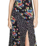 Likely  Revolve Saige Sleeveless Midi Dress Size 0 Black Floral Polka Dot‎ Boho Photo 0