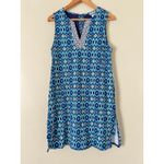 Tommy Bahama Island Cays Cover-Up Skirted Romper Beaming Blue Ikat M One Piece Photo 1