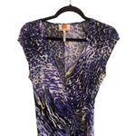 Laundry by Design Womens 6 True Wrap Dress Animal Print Cap Sleeve Purple Black Photo 2