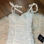Lulus LULU’S Darling Deets White Ruched Mesh Tie Strap Bodycon Mini Dress Photo 4