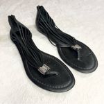 Lucky Brand  Black Leather Strappy Thong Flat Sandals Size 9 Photo 0
