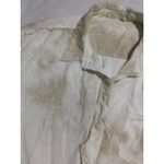 Millbon USA Distressed Beige Linen Blend Short Sleeve Collared Shirt Women L Tan Size L Photo 2