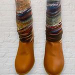 Francesca's Boots Size 7.5M Woven Knit Heeled Coachella Western Southwest Cognac Photo 3