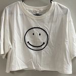 Newbury Kustom White Black Cropped S/S Smiley Face Tee Medium New NWT Photo 5