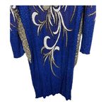 Alisha Vintage 80s Blue & White Beaded Silk Pageant Party Prom Dress sz XL Heavy Photo 2