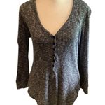 Almost Famous  Charcoal & Crochet Knit Top with Black Lace Long Sleeve EUC Photo 7