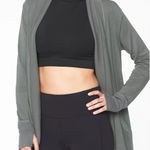 Athleta  Pranayama Wrap Gray Cardigan Sweater Open Front Pockets Size Medium Photo 0