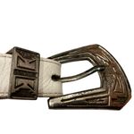 Vintage 1990s cowboy belt top grain white leather belt snap Photo 6