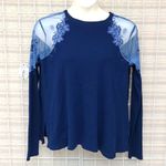 Free People  Lace Shoulder Ribbed Long Sleeve Shirt Size L Photo 0