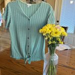 Weatherproof Comfy Sea Green Sage Tie Knot Top Photo 3