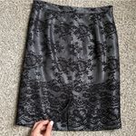 The Limited 🦋 Black Silver Lace A-Line Mini Pencil Skirt Size 8 Formal Party NYE Photo 3