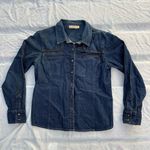 Telluride Clothing Co Denim Jean leather piping accent button up shirt Blue Size M Photo 0
