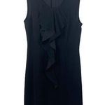 Tahari Black Sleeveless Ruffle Front A-line Classic Dress 8 NWT Photo 0