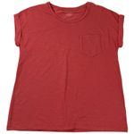 Max Studio Favorite Tee Coral Red Crew Neck Pocket T Shirt Women S Soft Casual Photo 0