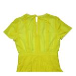 J.Crew NWT Midi in Bright Kiwi Yellow Embroidered Chiffon Short Sleeve Dress 2 Photo 5