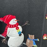 Onque Casuals Christmas Stocking w/Cat on Sleeve Snowman Buttons Long Sleeve SZM Black Size M Photo 3