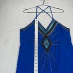 Haute Hippie  Silk Beaded Dress Halter‎ Sleeveless Blue Party Dress L Photo 5