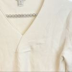J.Jill Size Small Petite Cream Petite Cotton V Neck Knit Top Photo 1