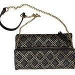 Madison West  Stud Accent Fold-Over Clutch Crossbody Black with Gold Hardware Photo 0