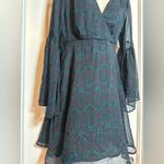 Miami Green Women’s V-Neck Long Bell Sleeved Midi Stretch Waist Fit & Flare Photo 4