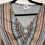 Princess Polly  y2k Multicolor Striped V-Neck Top size 8 long sleeve Photo 2