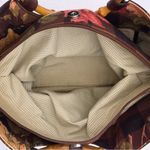 Cynthia Hart Los Angeles Floral Plaid Tote Bag Bamboo Handles Gold Brown Photo 9