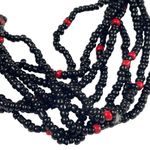 Seed Beaded Bracelet Black Red 8 Layers Lobster Clasp u Photo 1