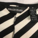 Nina Leonard Black and White Striped Dress with Crocheted Hem Size M Photo 5