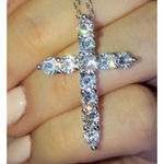 Handmade NEW Custom Cross Necklace BLING Sterling Plated CZ Glam Photo 2