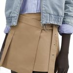 Mango Cotton Wrap Buckle Asymmetric Pleated Mini Skirt Beige NWT FLAW 4 Photo 3