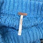 Free People NEW  Isla Cable Knit Oversized Sweater, Marine Blue Size L Photo 8