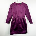 Theory NEW Luxe Mini Corset Satin Dress Womens 0 Plum 3/4 Sleeves Photo 2