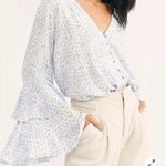 Free People Intimately  Ditsy Floral Blue White Bodysuit Size Small Photo 0