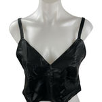 ZARA Trafaluc Women's Black Faux Leather Vegan V Neck Cami Tank Crop Top Size L Photo 0